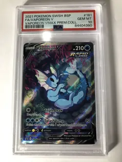 Pokemon PSA 10 Vaporeon V Black Star Promo 2021 SWSH 181 Premium Collection - Image 1