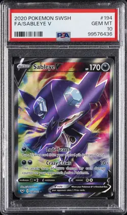 2020 POKEMON SWORD & SHIELD #194 FULL ART/SABLEYE V PSA 10 - Image 1