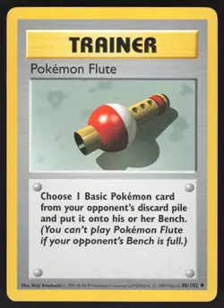 Pokemon Flute 086/102 Non-holo Uncommon Base Set MP - Image 1