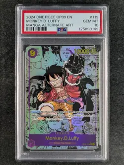 2024 One Piece MANGA MONKEY D. LUFFY OP09-119 Alternate Art SEC English PSA 10 - Image 1