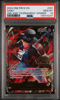 One Piece ST13-001 Sabo 2nd Anniversary Tournament Winner Promo PSA 10 - Image 1