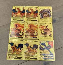 Pokemon Charizard & Blastoise Gold Cards Lot - 9 Collectible TCG - Image 1