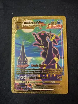 Umbreon Vmax Gold Foil Fan Art Vinyl Textured Collector Card 215/203 - Image 1
