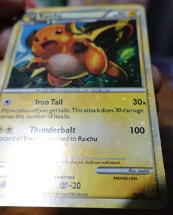 Raichu 30/30 Holo HGSS Trainer Kit Holobleed Error Misprint Pokemon Card LP - Image 4
