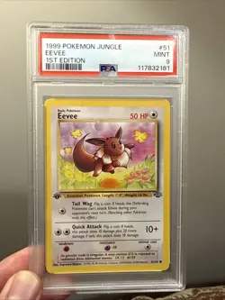 1999 Eevee 51/64 Jungle 1st Edition Vintage Pokemon Card PSA 9 Mint - Image 1
