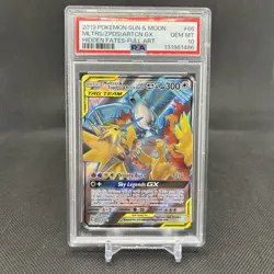 2019 Pokemon Hidden Fates Card 66/68 Articuno Moltres Zapdos GX FA Graded PSA 10 - Image 1