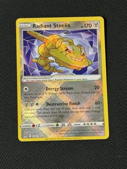 Pokemon TCG Radiant Steelix Lost Origin 124/196 Radiant Holo Rare Card NM - Image 1