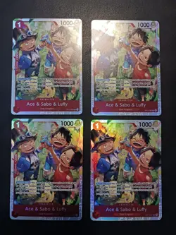 X4 One Piece Card Game TCG Ace, Sabo, Luffy OP13-007 SR M/NM Condition - Image 1