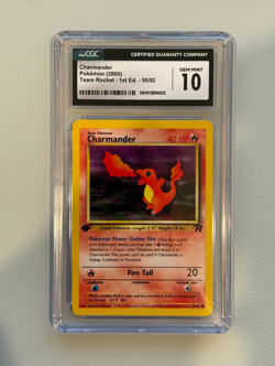 Charmander 50/62 1st Edition Team Rocket Pokemon Card CGC Gem Mint 10 - Image 1