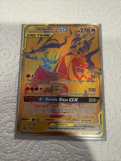 Reshiram & Charizard GX SM247 Pokemon Promo Gold Tag Team English NM - Image 1