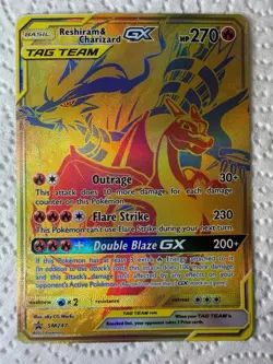 Reshiram & Charizard GX SM247 Pokemon Promo Gold Tag Team English NM - Image 2