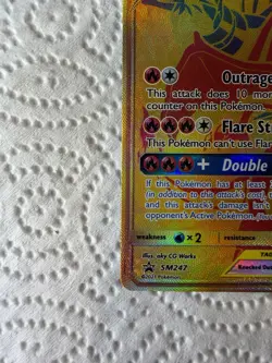 Reshiram & Charizard GX SM247 Pokemon Promo Gold Tag Team English NM - Image 4
