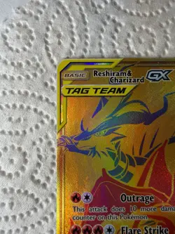 Reshiram & Charizard GX SM247 Pokemon Promo Gold Tag Team English NM - Image 5
