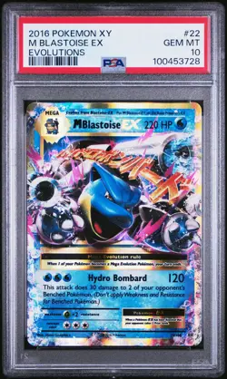2016 POKEMON XY EVOLUTIONS #22 M BLASTOISE EX PSA 10 - Image 1