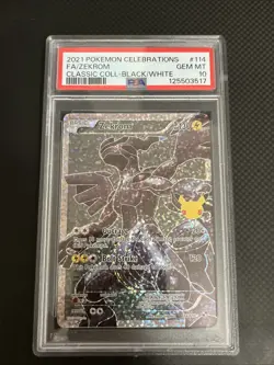 2021 POKEMON CELEBRATIONS FA/ ZEKROM #114 CLASSIC COLLECTION BLACK/WHITE PSA 10 - Image 1