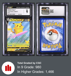 2021 Surfing Pikachu V Holo Pokemon Celebrations #008/025 CGC 9 MINT - Image 3