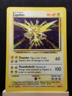 Pokemon TCG Zapdos Base Set 16/102 Holo Unlimited Holo Rare. LP condition. - Image 1