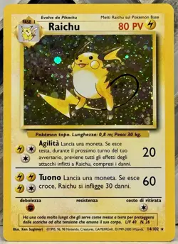 Raichu Base Set Holo Rare LP (Italian) 99/2000’ Pokemon TCG - Image 1