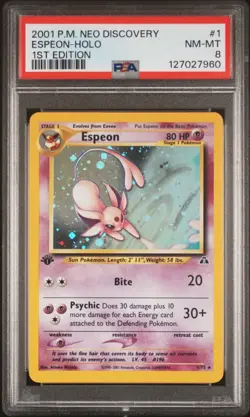 2001 POKEMON NEO DISCOVERY 1 ESPEON-HOLO 1ST EDITION PSA 8 - Image 1