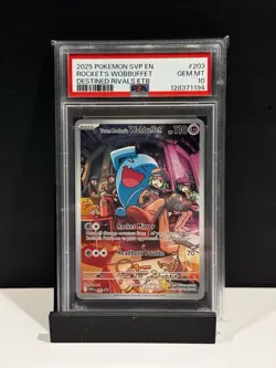 PSA 10 - 2025 Pokemon Destined Rivals ETB ROCKET'S WOBBUFFET #203 - Image 1