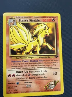 Blaine's Ninetales 21/132 REGULAR Pokemon WOTC Gym Challenge Non Holo Rare - Image 1