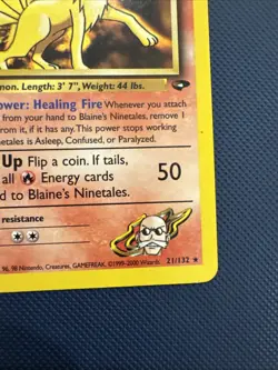Blaine's Ninetales 21/132 REGULAR Pokemon WOTC Gym Challenge Non Holo Rare - Image 4