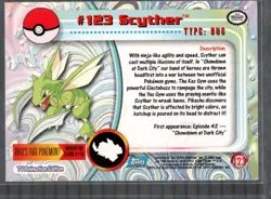 Topps Pokemon Series 3 -- Scyther #123 -- Blue Label -- Non Holo - NM - Image 2