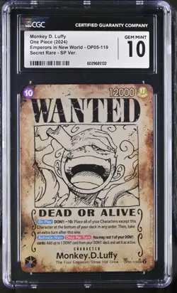 2024 One Piece Monkey D. Luffy Wanted OP05-119 Emperors in New World CGC 10 - Image 1