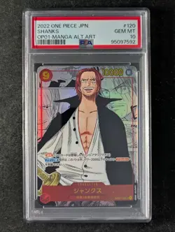 2022 One Piece MANGA SHANKS OP01-120 Romance Dawn Alt. Art SEC Japanese PSA 10 - Image 1