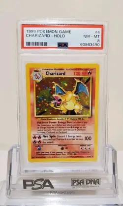 Pokemon Charizard Base Set Holo Unlimited Rare Card 4/102 PSA 8 - Image 1