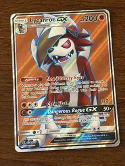 Lycanroc GX 138/145 Pokemon TCG Guardians Rising Sun Moon Full Art Rare Card NM - Image 1