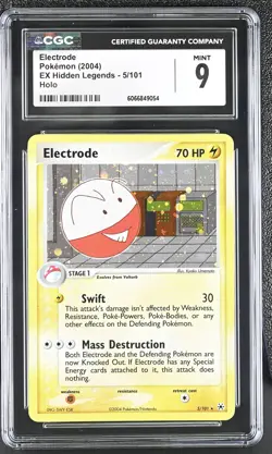 CGC 9 MINT Electrode 2004 EX Hidden Legends 5/101 Holo Pokemon Card - Image 1