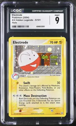 CGC 9 MINT Electrode 2004 EX Hidden Legends 5/101 Holo SWIRL Pokemon Card - Image 1