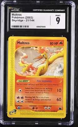CGC 9 Moltres 21/144 Non-Holo Rare Skyridge Pokemon Card - Image 1