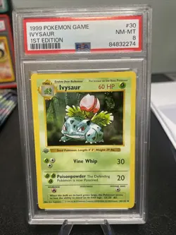 Pokemon Card Ivysaur 1st Edition Base Set #30/102 PSA 8 - Image 1