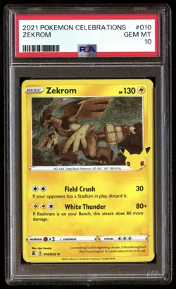 2021 Pokemon Celebrations 010/025 Zekrom Holo PSA 10 Gem Mint Rare Card LOW POP - Image 1