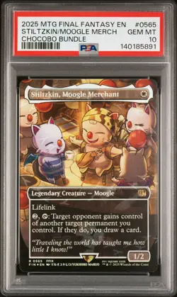 2025 MTG FINAL FANTASY CHOCOBO BUNDLE #0565 STILTZKIN, MOOGLE MERCHANT PSA 10 - Image 1