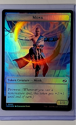 MTG Magic the Gathering TDM Dragonstorm Foil Double Sided Token #3/1 Monk Copy - Image 1