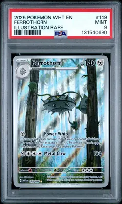 2025 POKEMON WHT EN-WHITE FLARE ILLUSTRATION RARE #149 FERROTHORN PSA 9 - Image 1