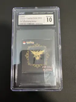 CGC 10 Zapdos 24K Gold Plating Sticker - Pokemon Candy Stickers (2023) Korean - Image 1