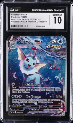 2021 POKEMON BLACK STAR PROMOS #SWSH182 VAPOREON VMAX CGC 10 GEM MINT - Image 1