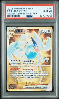 2022 POKEMON SWORD & SHIELD SILVER TEMPEST SECRET FULL ART/LUGIA VSTAR PSA 10 - Image 1