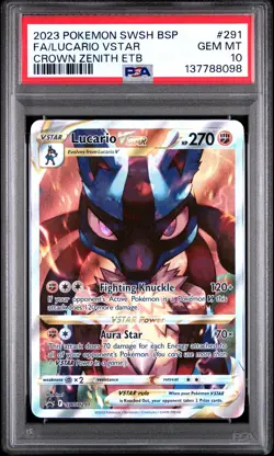 2023 POKEMON SWSH BLACK STAR PROMO #291 FULL ART/LUCARIO VSTAR PSA 10 - Image 1