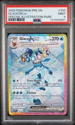 2025 POKEMON PRISMATIC EVOLUTIONS SPECIAL ILLUSTRATION RARE GLACEON EX PSA 9 - Image 1