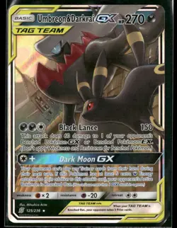 2019 Pokemon Umbreon & Darkrai GX 125/236 Sm-Unified Minds Ultra Rare Holo - Image 1