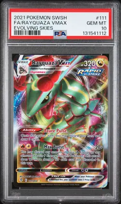 2021 POKEMON SWORD & SHIELD EVOLVING SKIES #111 FULL ART/RAYQUAZA VMAX PSA 10 - Image 1