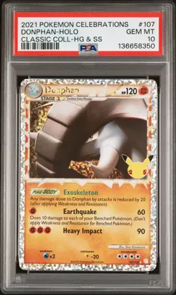 2021 POKEMON CELEBRATIONS CLASSIC COLLECTION #107 DONPHAN-HOLO PSA 10 - Image 1