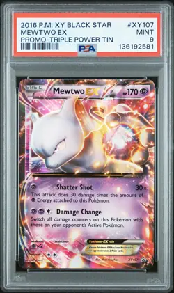 2016 POKEMON XY BLACK STAR PROMO TRIPLE POWER TIN #XY107 MEWTWO EX PSA 9 - Image 1