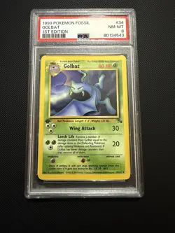 PSA 8 1999 Pokemon Fossil 1st Edition Golbat 34/62 NM-MT - Image 1