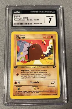 DIGLETT 52/82 1st EDITION POKEMON 2000 TEAM ROCKET CGC 7 NEAR MINT - Image 1